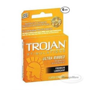 Trojan Condoms 3 X 6PK/Unit (8): Ribbed (YELLOW)
