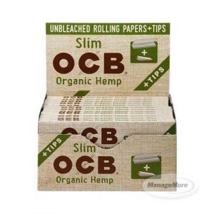 OCB Organic Hemp Unbleached Rolling Papers 24/UNIT Slim W/TIP