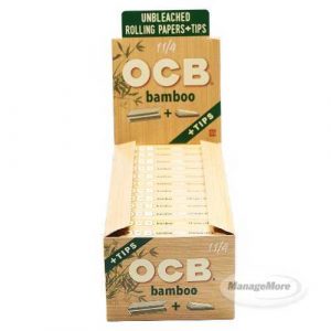 OCB Bamboo Rolling Papers 24/UNIT (40): 1-1/4 W/TIP