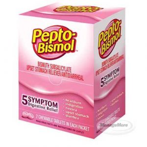 Pepto Bismol Chewable Tablets 2/Pouches X 25/BOX