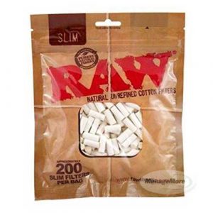 Raw Filter Tips 200/Bag: Slim Size