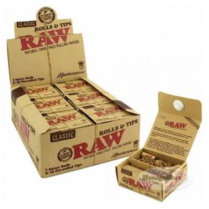 Raw Rolls + Tips 12/Unit (30) 3 Meter Rolls & 30 Pre-rolled Tips