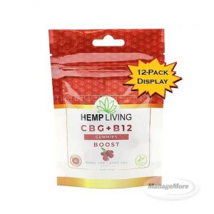 Hemp Living CBG + B12 Boost Gummies (12/BOX)  (180MG CBD - 24MG CBG)